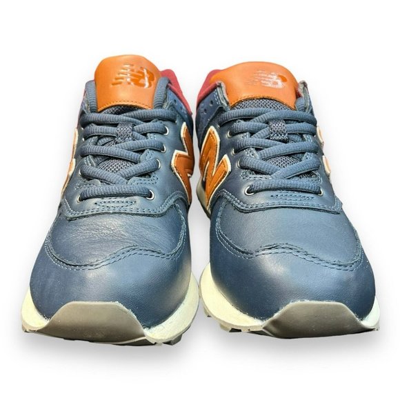 New Balance 574 Men's Blue/Brown Leather Athletic Sneakers Shoes US Size 9.5 Med - Picture 5 of 9